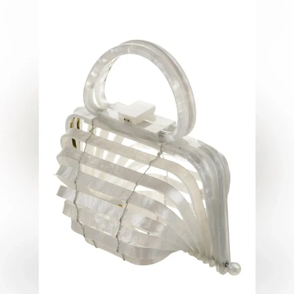 美品！cult gaia クリアバック $356 Cult Gaia Women's Clear Acrylic Pink Leather Handbag